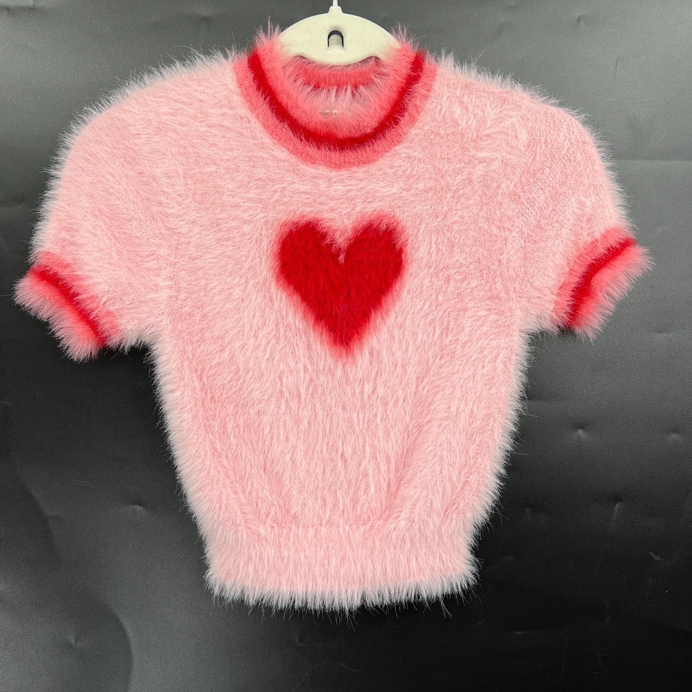 Kimchi Blue urban outfitters 90s retro eyelash sweater top heart kidcore pink XS